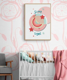 sleep tight_red moon poster in nursery