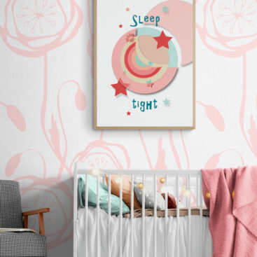 sleep tight_red moon poster in nursery