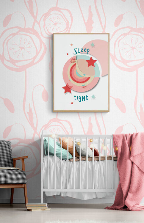 sleep tight_red moon poster in nursery