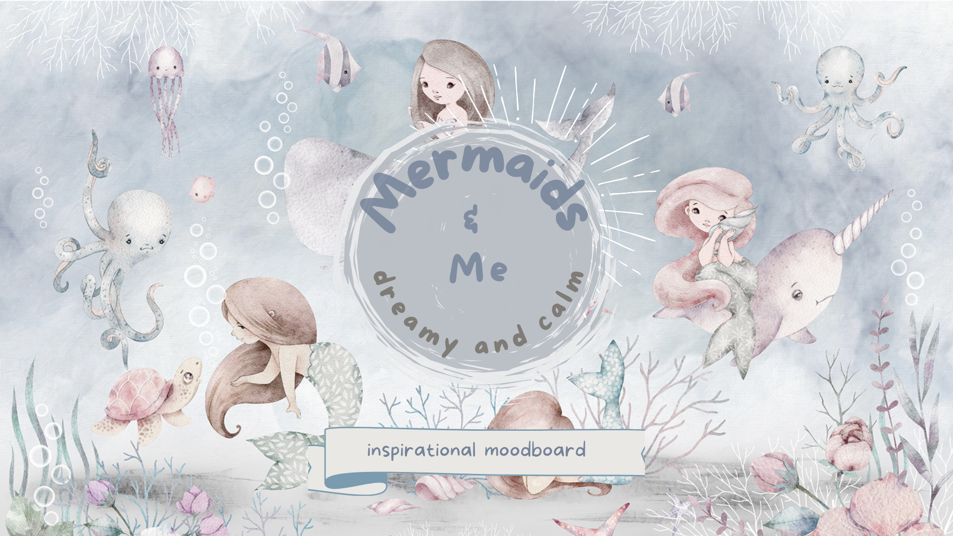Marmaids & Me Blue Inspirational Moodboard for kids' room
