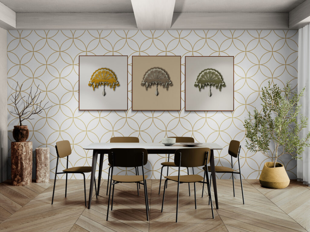 ornamental collection wall art in dining-room-with-a-large-shrub