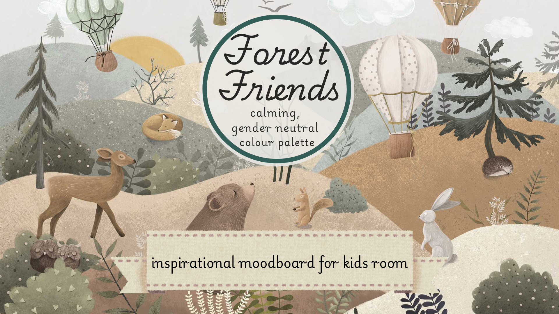 forest friends inspirational moodboard for kids room