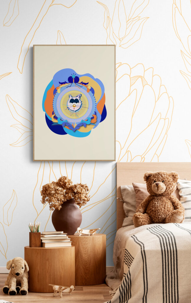 yellow-supermum-cat-in-elegant-vintage-girl-bedroom-with-brown-decor-accents