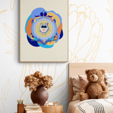 yellow-supermum-cat-in-elegant-vintage-girl-bedroom-with-brown-decor-accents