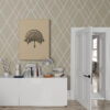 brown ornamental poster in White_cabinet_in_hallway
