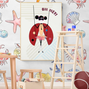 lola bff 'oh hey' framed poster in a kids playroom