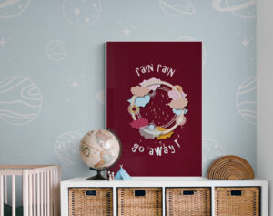 rain rain go away framed poster nursery-room-with-natural-tones