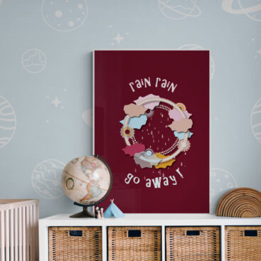 rain rain go away framed poster nursery-room-with-natural-tones