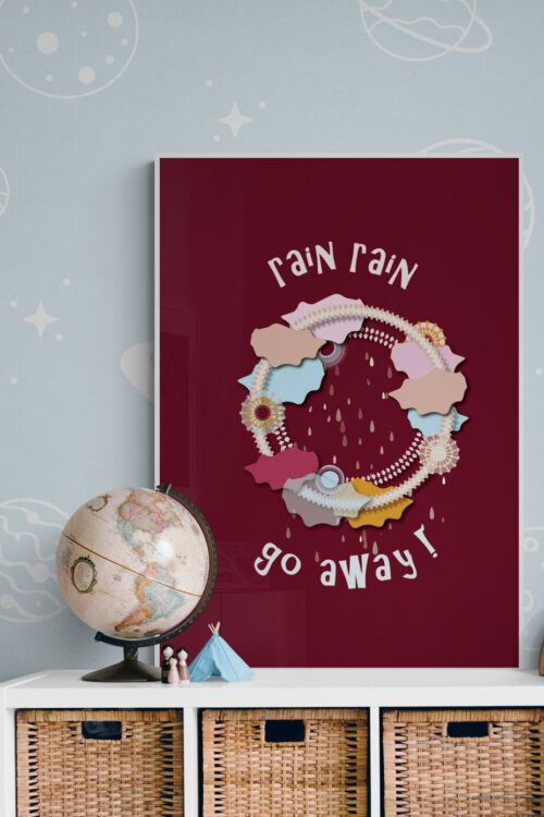 rain rain go away framed poster nursery-room-with-natural-tones