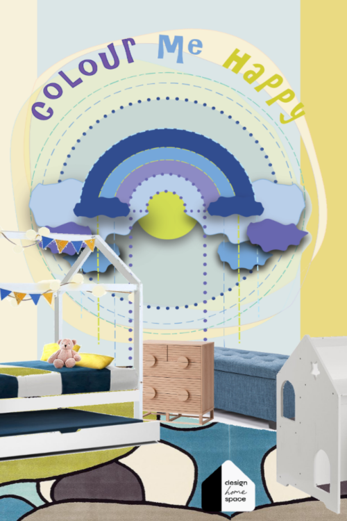 Alternative view of Colour Me Happy Blue Rainbow Framed Poster
