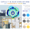 gray and blue school boy room moodboard for inspiration