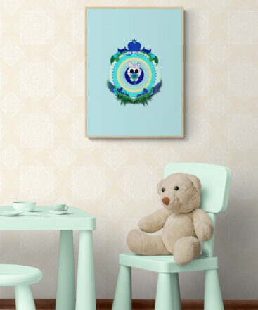Blue Baby Cat wall decor in stylish-kids-playroom