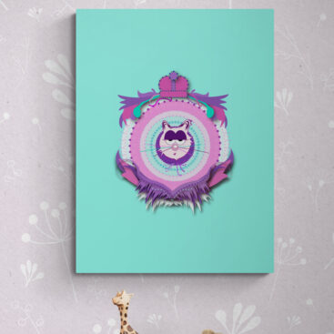 Mint Mum Cat Wall Decor with kids-wooden-toys-sitting-on-book