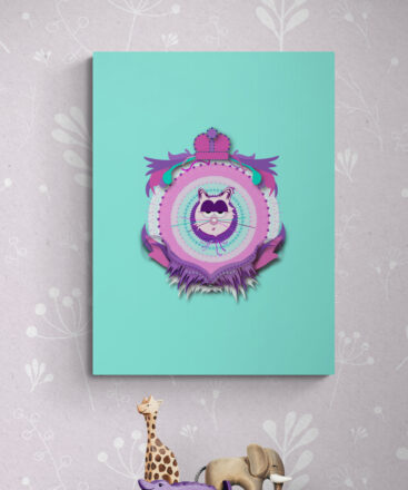 Mint Mum Cat Wall Decor with kids-wooden-toys-sitting-on-book