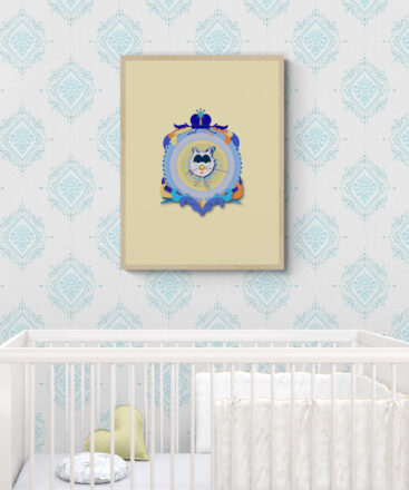 Yellow Mum Cat Wall Decor in nursery-room-with-cot-and-table