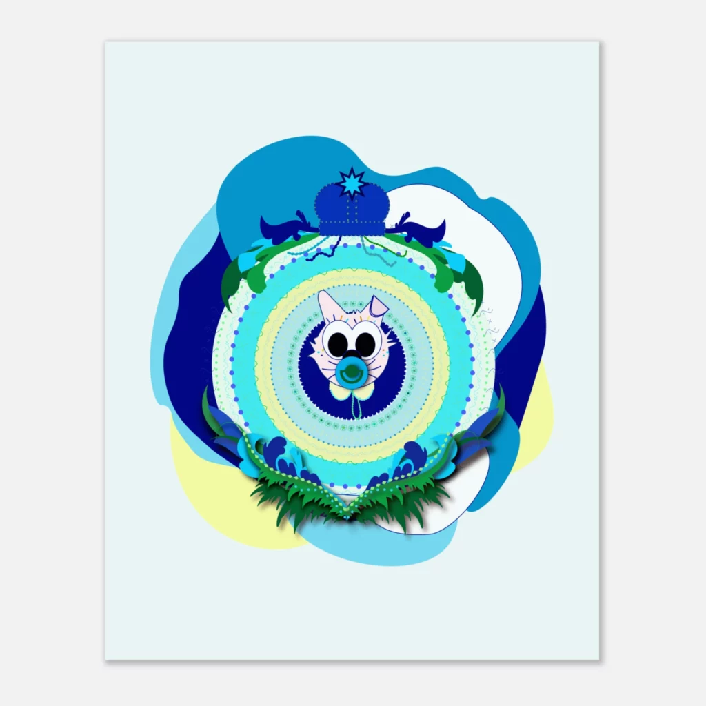Blue superaby cat wall art for nurseries