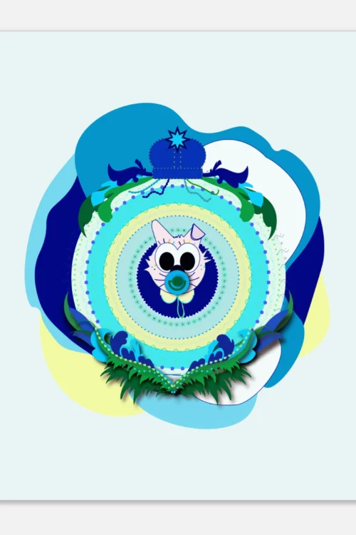 Blue superaby cat wall art for nurseries