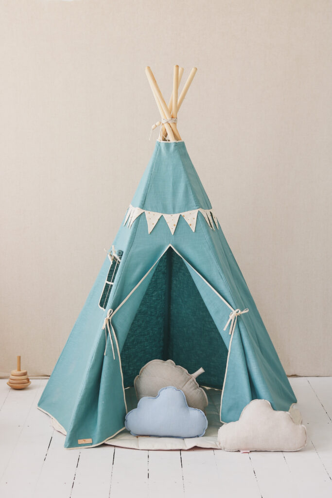 Blue-Grey Teepee Tent for Kids