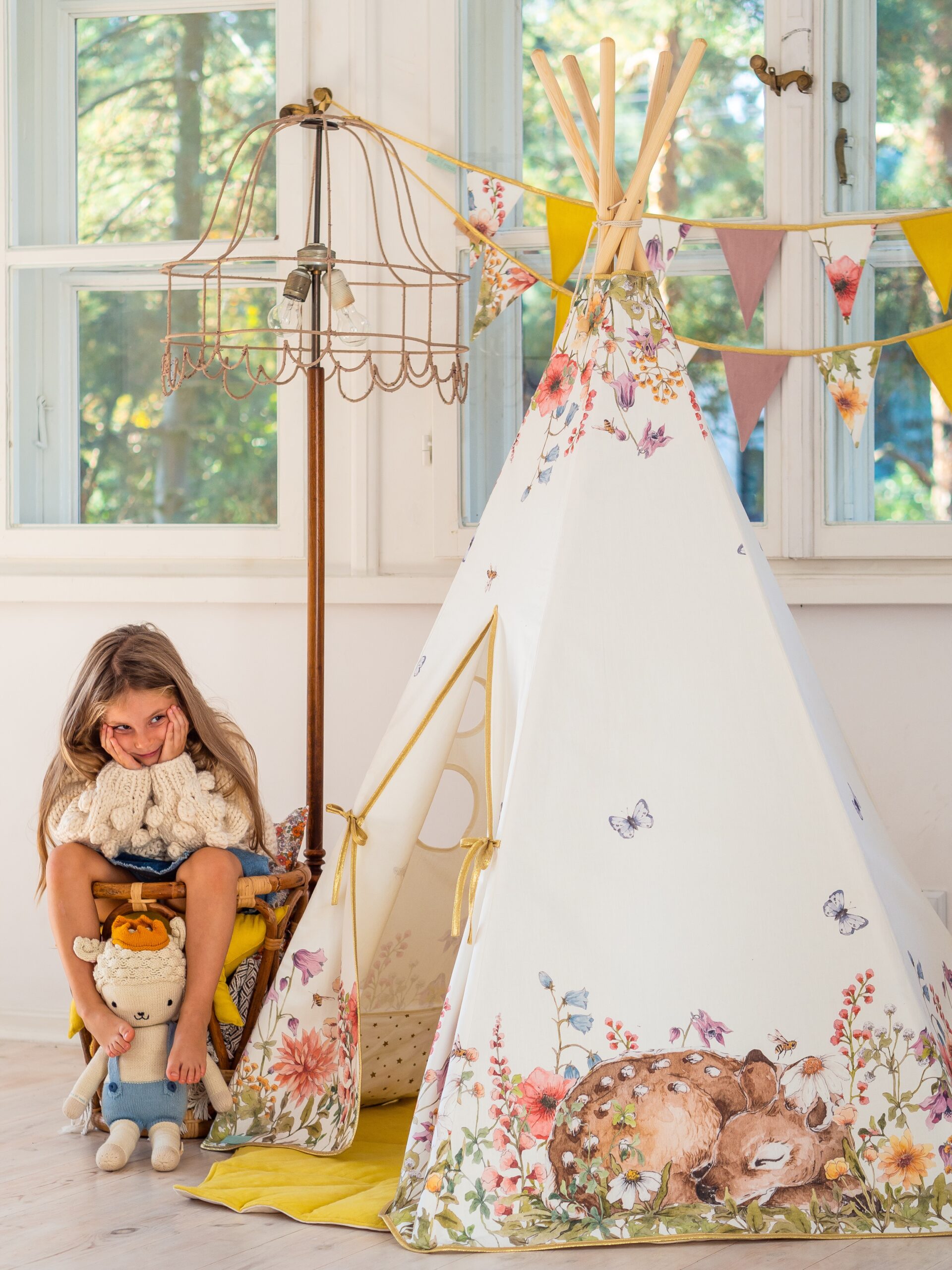 Wildflowers Teepee Tent with butterflies