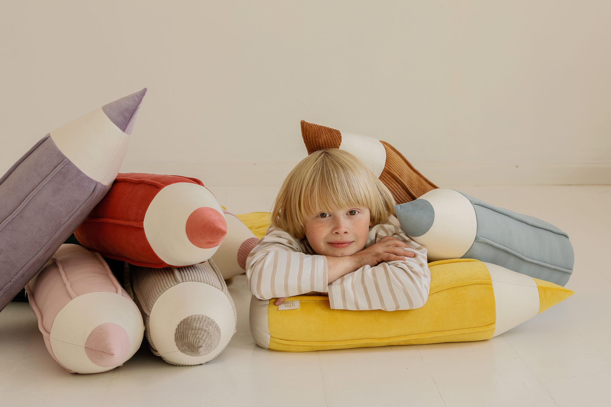 Crayon Velvet Pillow Yellow - Image 2