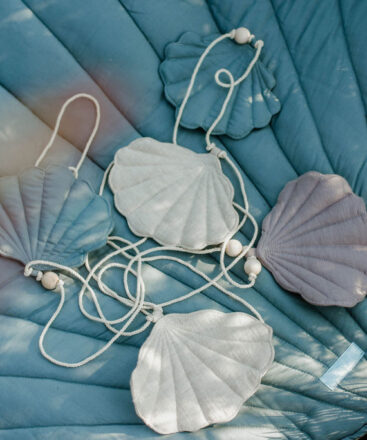 Linen Shell Garland – Blue Grey Beige