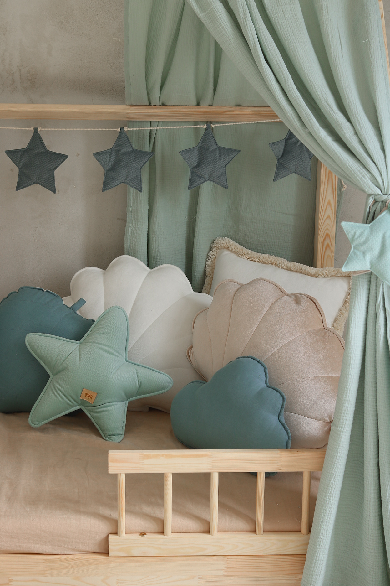 Star Velvet Pillow – Cream - Image 2