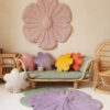 pink flower mat for kids rooms to go with colourful flower pillows
