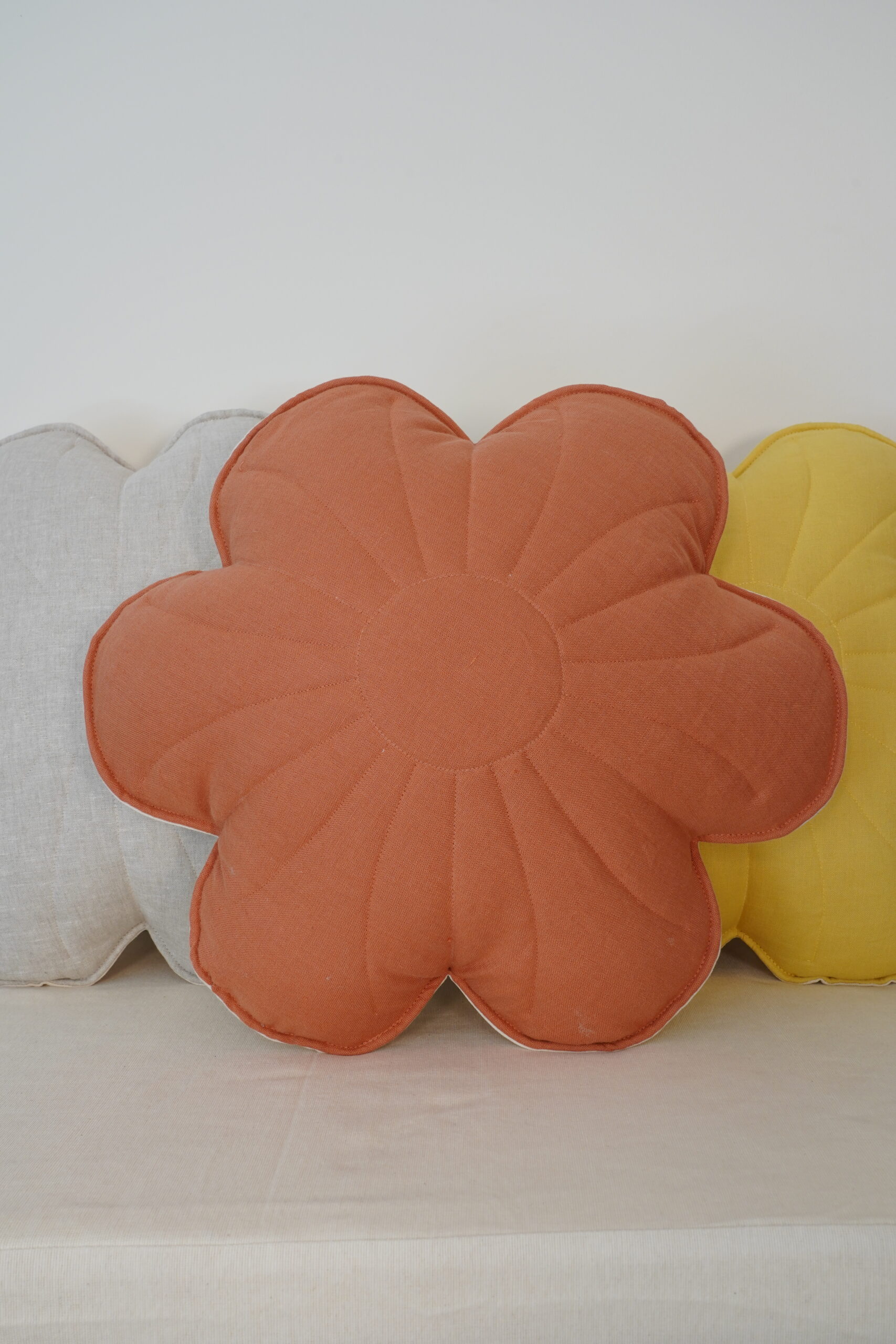 Flower Linen Pillow Orange - Image 4