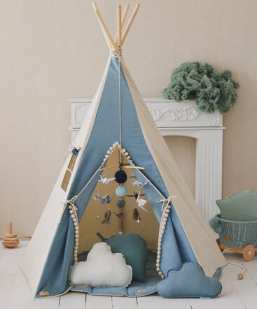 “Jeans” Teepee Tent with Pompoms