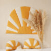 comfortable and solid sun pillow in white orange with sun white and orange big mat
