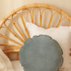 Velvet moon pillow blue and beige - back of the pillow