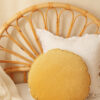 Velvet moon pillow yellow and beige - back of the pillow