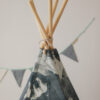 night sky teepee tent for kids - navy blue and grey with sturdy wooden polls