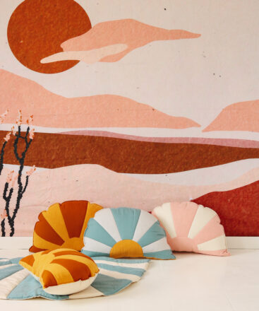 comfortable and solid sun pillow collections in blue white orange and pink white and red and orange ideal for colourful for kids room