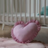 Pink Heart Pillow With Frill ideal for nurseries and girl's room