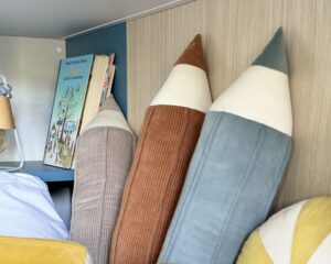 Crayon Velvet Pillow Blue