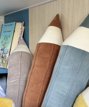 Crayon Velvet Pillow Blue