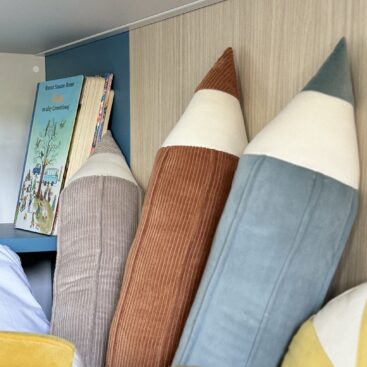 Crayon Velvet Pillow Blue