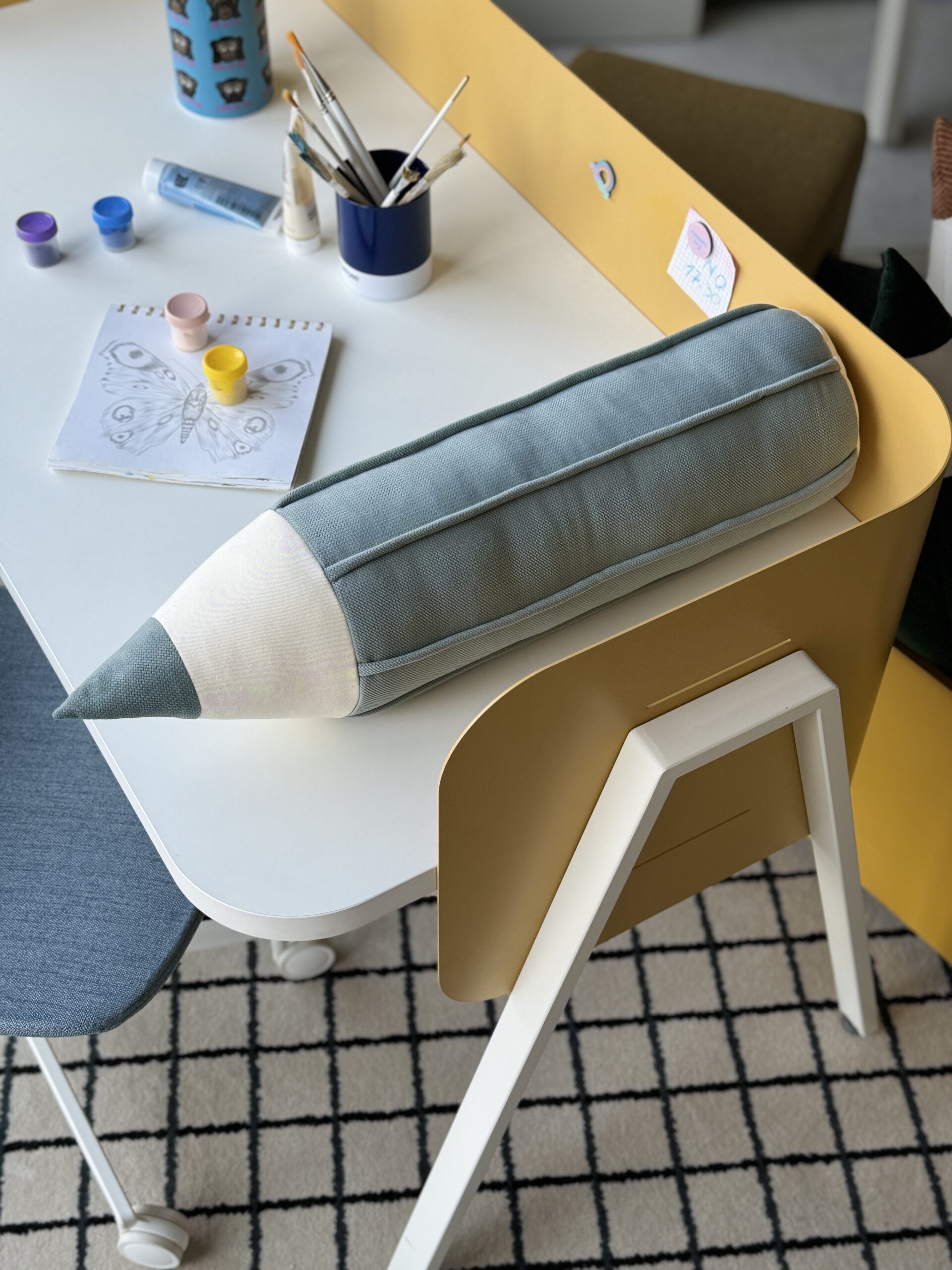 Crayon Velvet Pillow Blue - Image 2