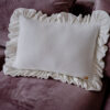Velvet Pillow with Frills – White - big, soft, comfy, beautiful