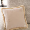 Latte Velvet Pillow with Fringe