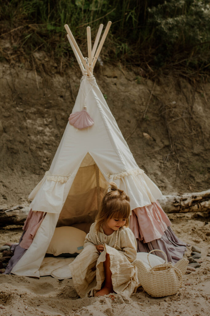 Powder Frills Teepee Tent for girls - cosy hideout for inside and outside
