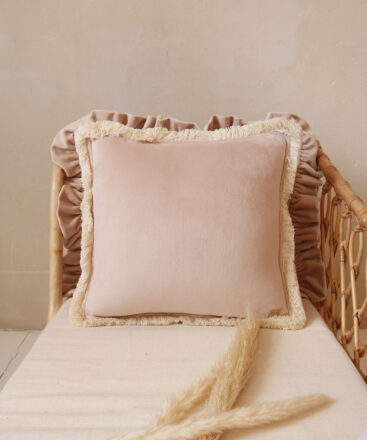 Velvet Pillow with Fringe – Latte