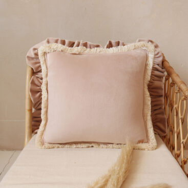 Velvet Pillow with Fringe – Latte