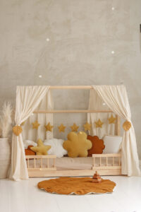 Raw Cotton House Bed Curtain suits the gender neutral bedroom style bedroom