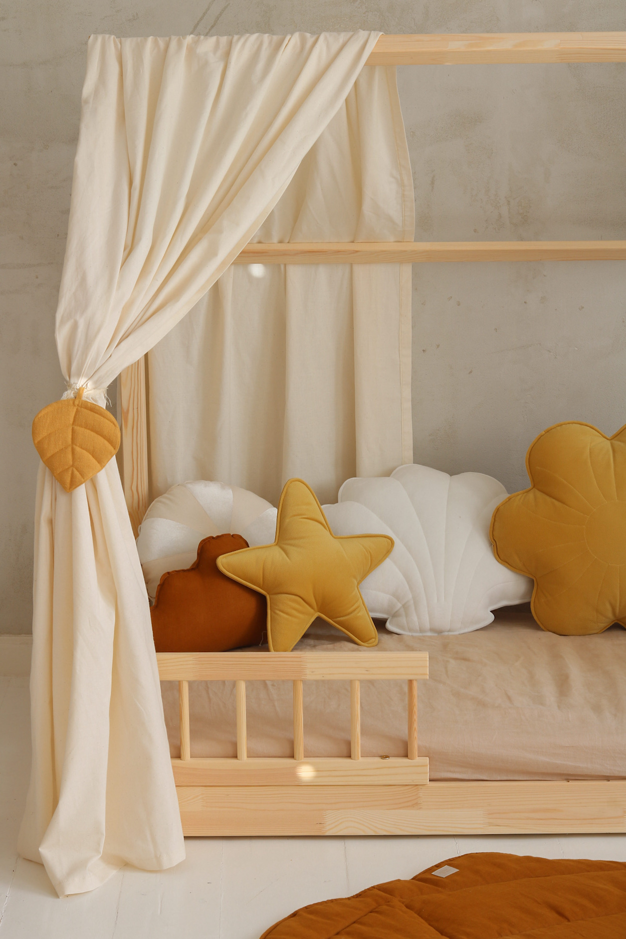 Raw Cotton House Bed Curtain suits the gender neutral bedroom style bedroom