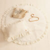 Velvet Pillow with Frills – White on a white round velvet mat