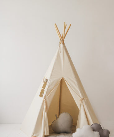 Beige Teepee Tent - simple, neutral tent for playing and hiding
