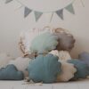 collection of shell pillows - mint, grey, white, turguoise