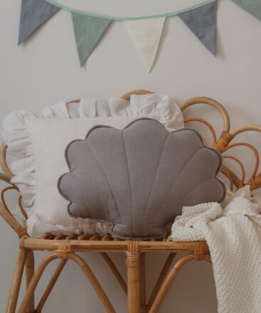 Linen Shell Pillow – Grey
